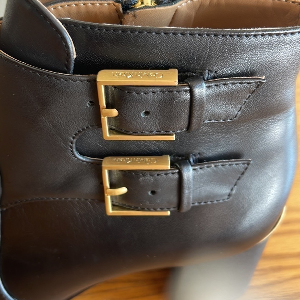 Calvin Klein Black Leather Boots Size 5.5 - Picture 5 of 8